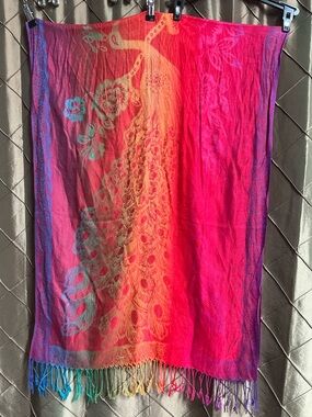 EUC- 100% Cashmere ‘Rainbow Peacock’ Pashmina